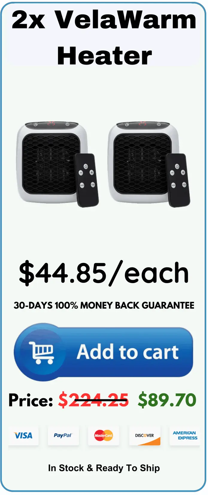 VelaWarm Heater offer price 